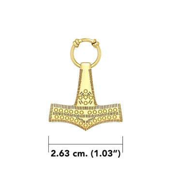 Thor’s Hammer, a powerful amulet ~ 14 Karat Solid Gold Pendant GPD677 - Jewelry